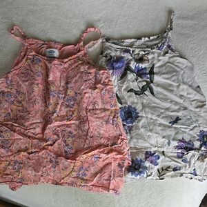 Floral Kids Tank Tops - Pink and Cream